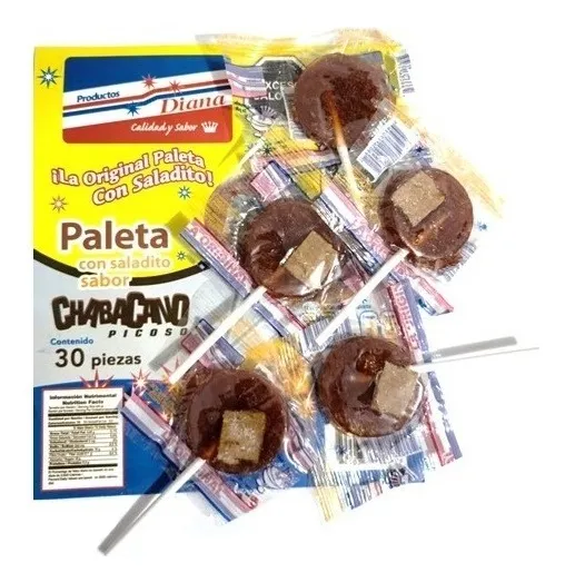 Paleta Dulce con Saladito Diana sabor Chabacano Picoso, bolsa 600 g con 30 piezas