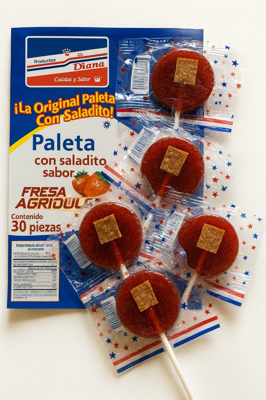 Paletas con Saladito Diana — Fresa Agridulce y Chabacano